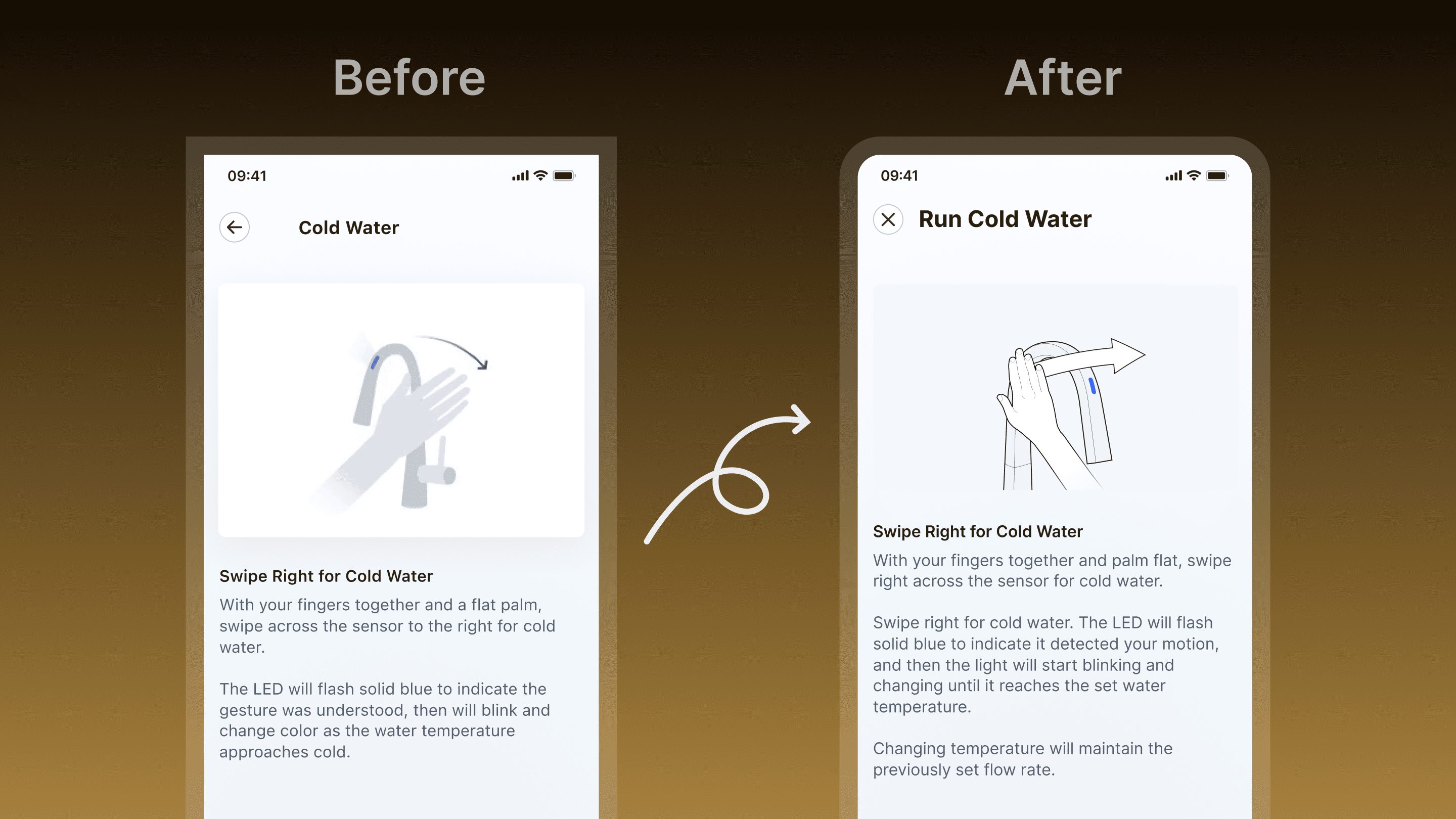 Example of before and after tutorial screens.