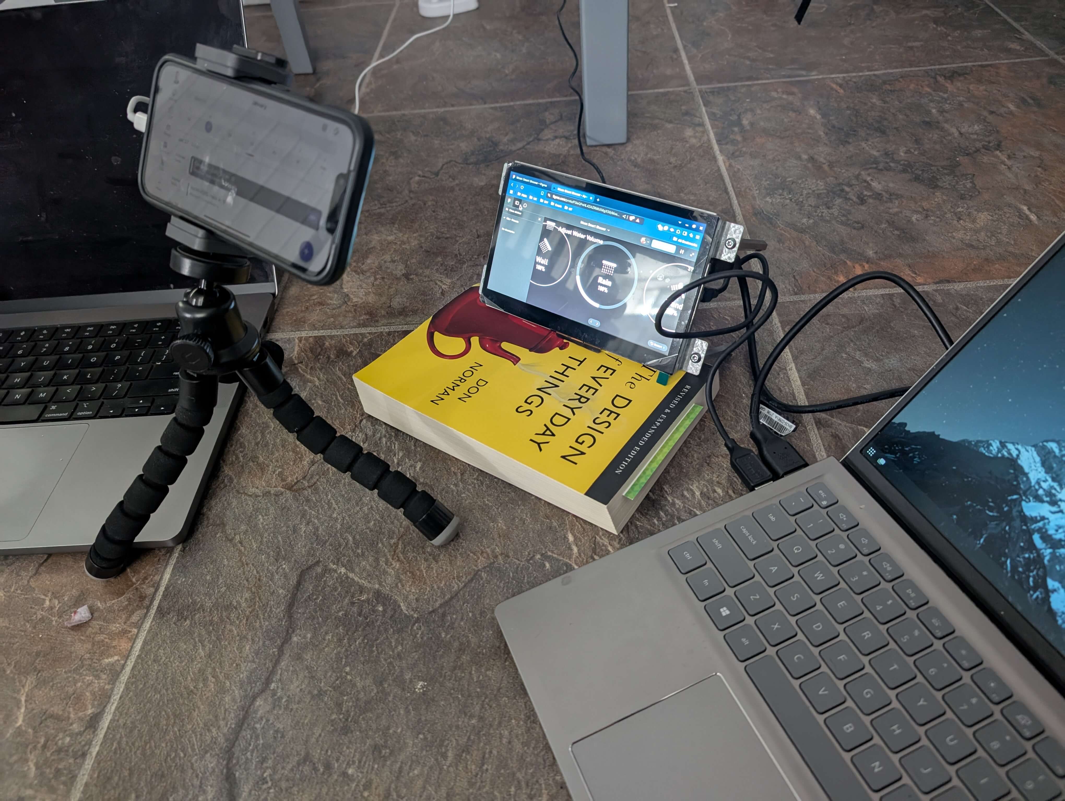 All components connected with the hardware.