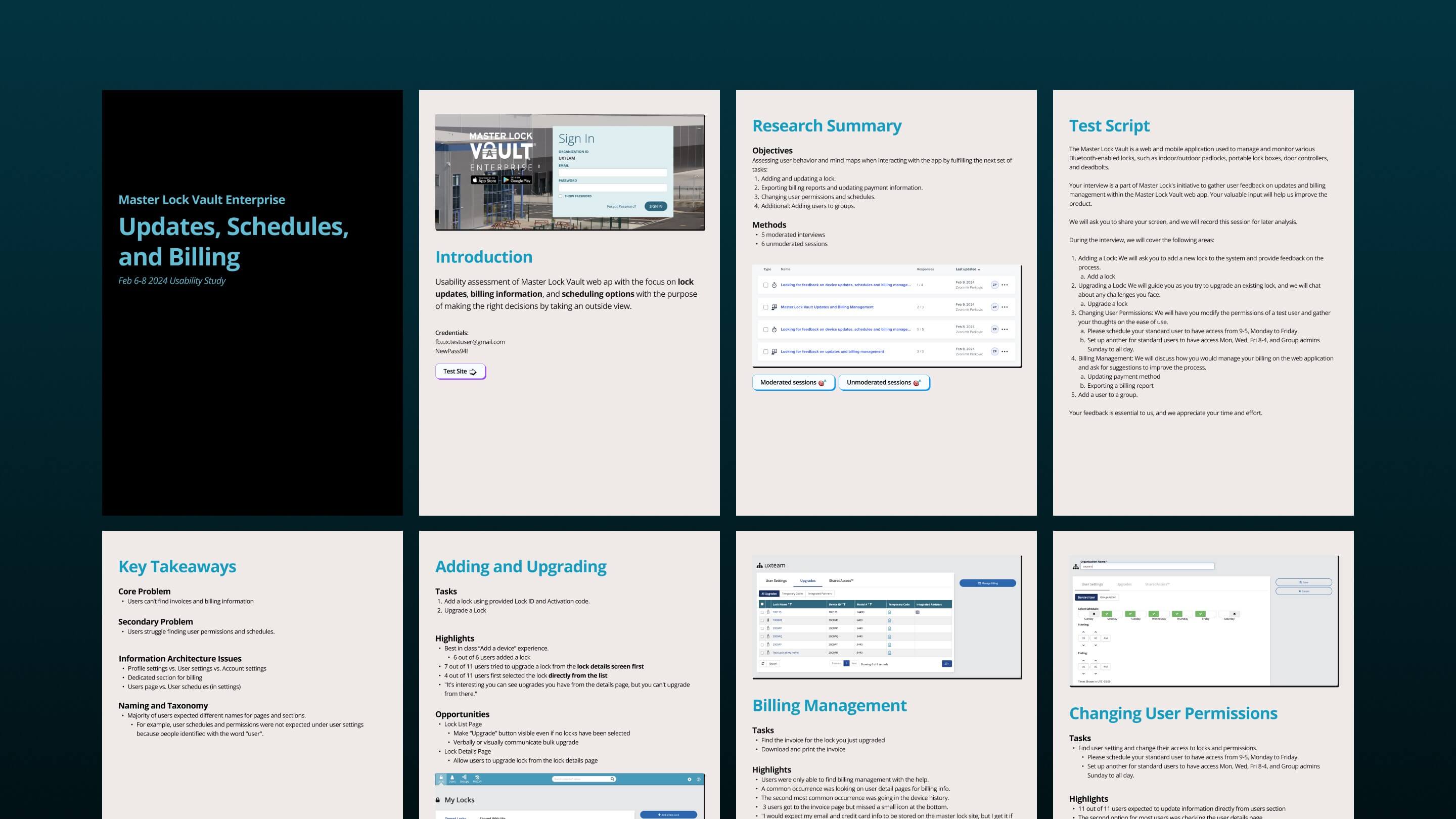 Billing report pages.