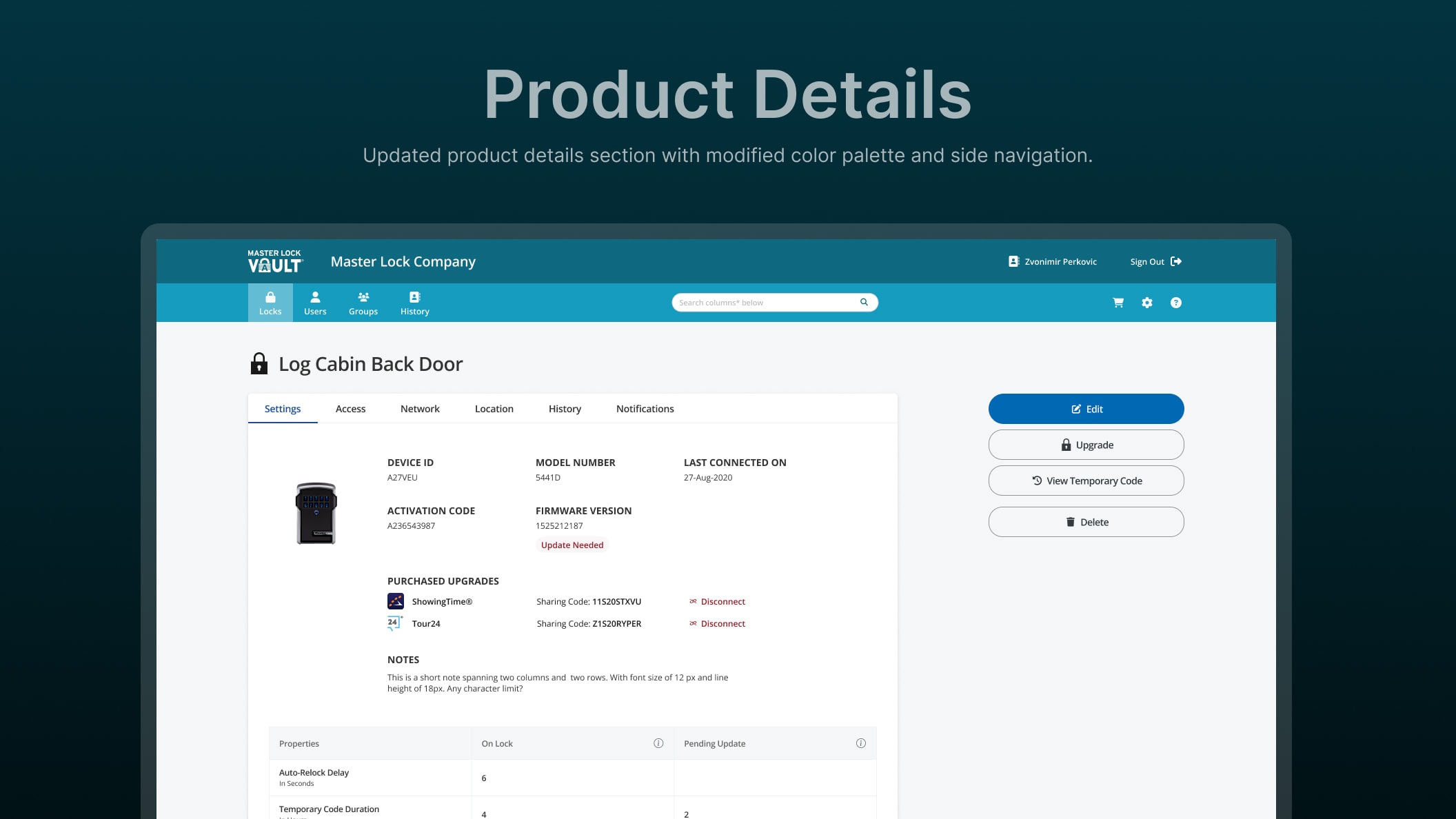 A final image of lock details page.