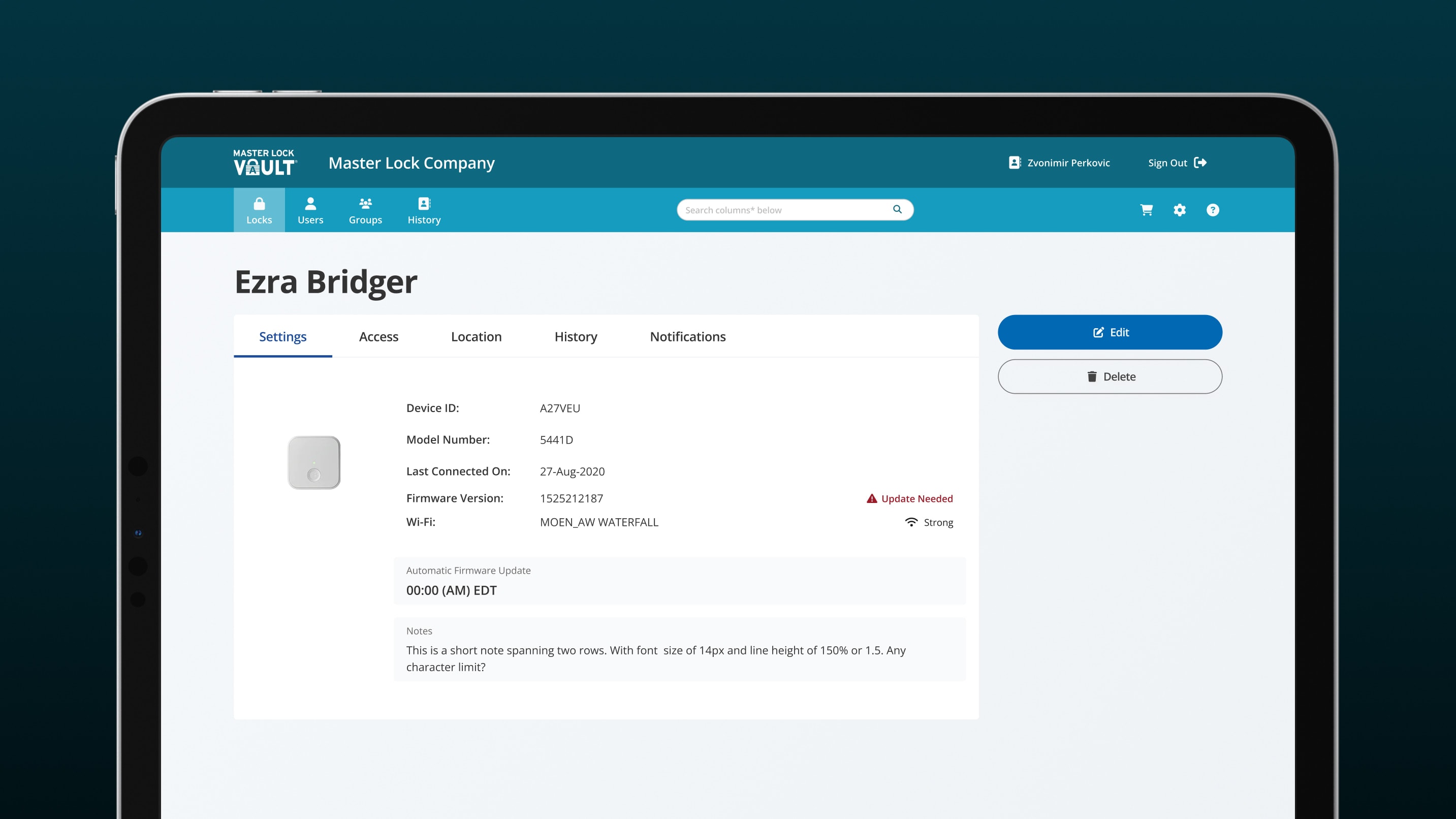 Images of web bridge details screens.