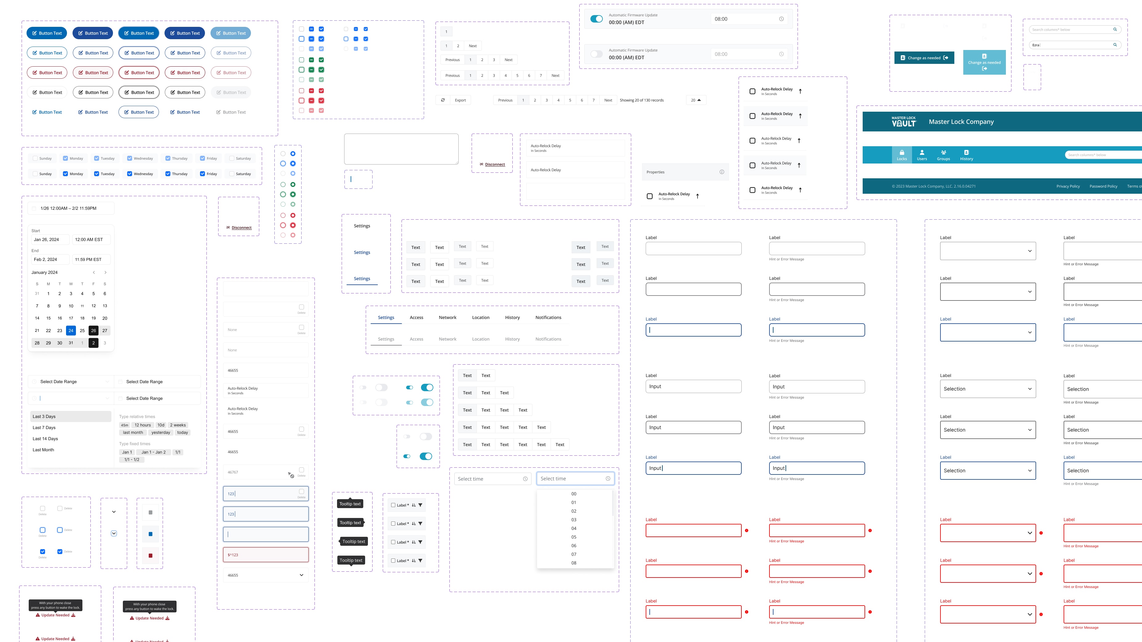 Snippets of the web design  system.