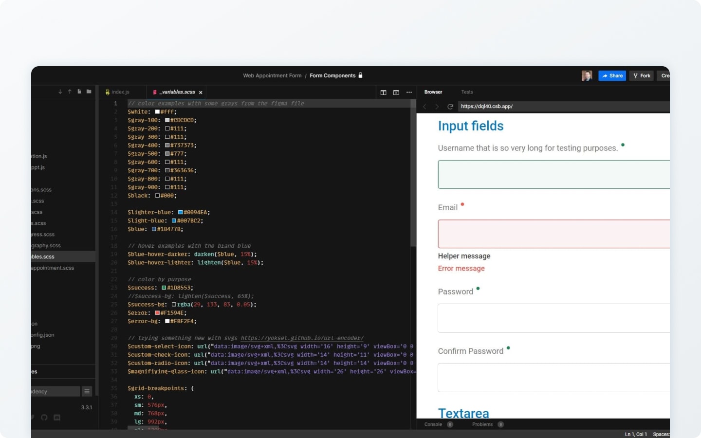 Figma screenshot of the Cleveland clinic design system prototype.