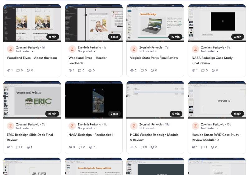 Loom gallery with project review videos.